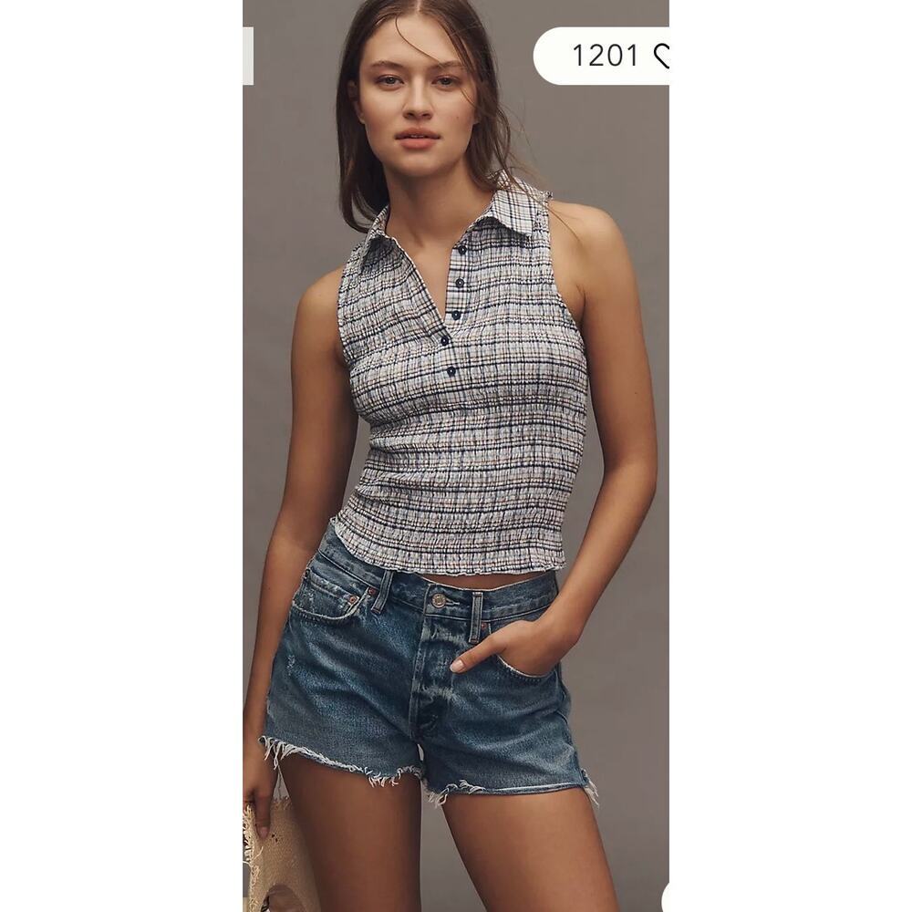 PILCRO SLEEVELESS SHIRRED TOP - size XXS